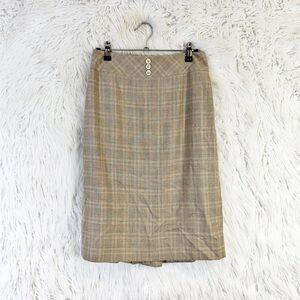 Brooks Brothers wool silk and cotton plaid knee length skirt